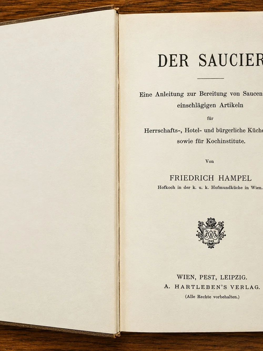 1st Edition Der Saucier German Cookbook By Friedrich Hampel Vintage 1897